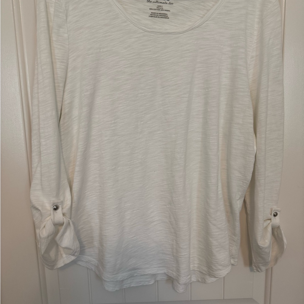 Chico's Women's White 3/4 Sleeve Blouse Size 2 (us Large)